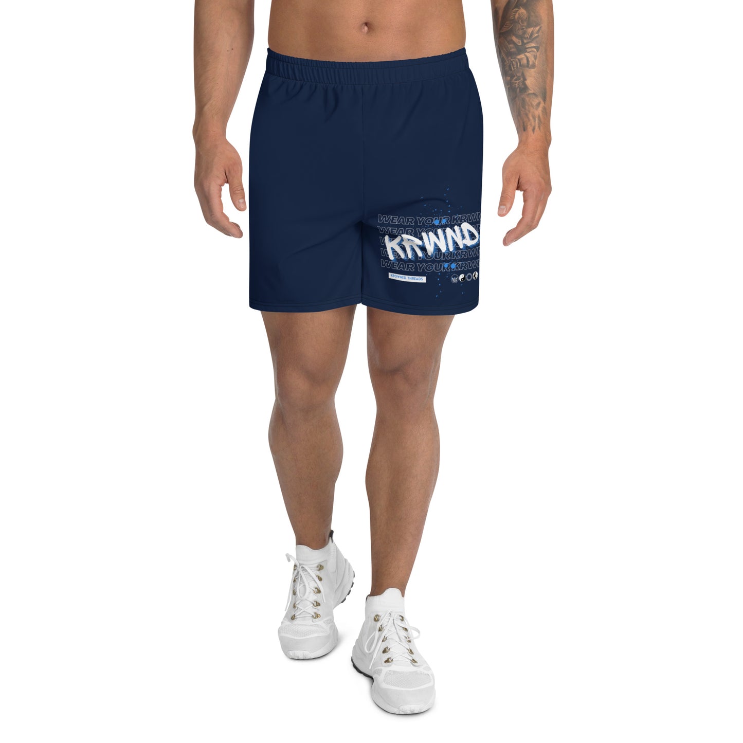 "Wear Your KRWN" Men's Athletic Shorts (Navy)