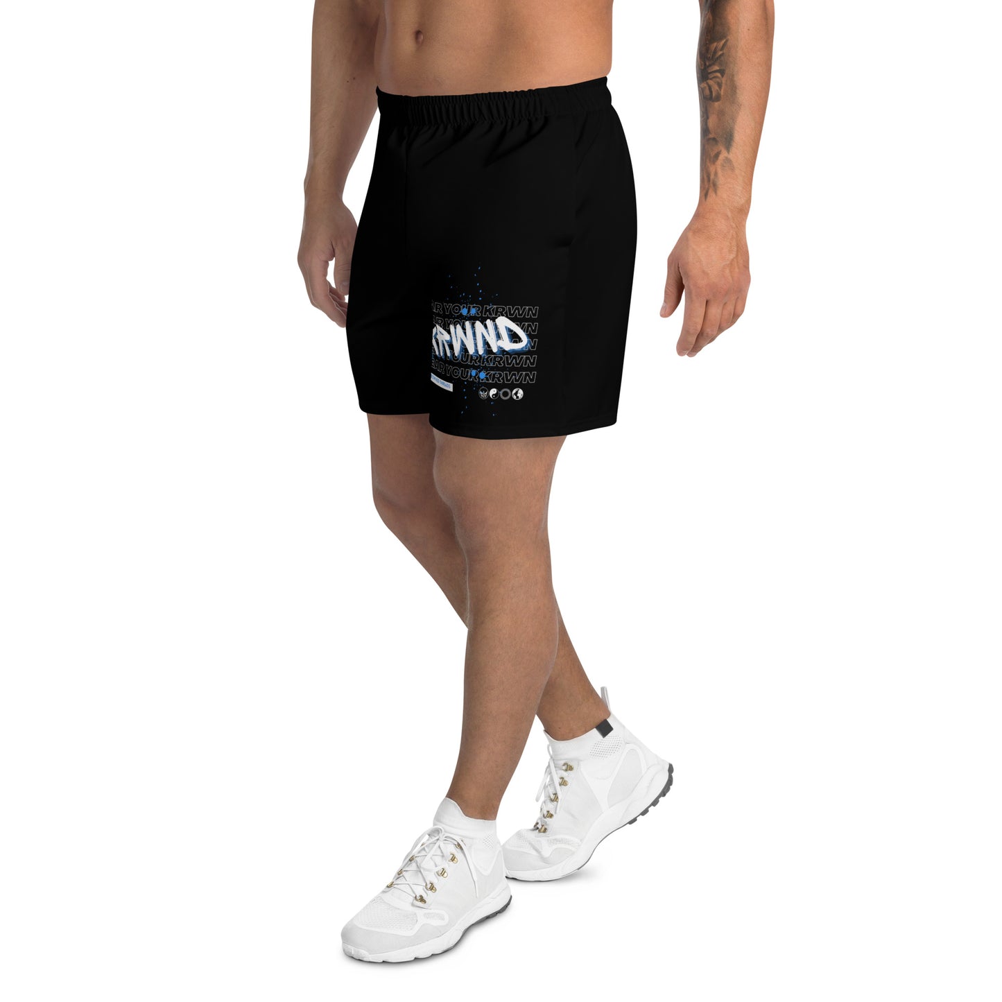 "Wear Your KRWN"  Men's Athletic Shorts (Black)