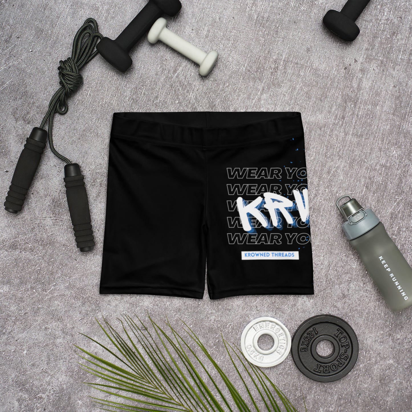 "Wear Your KRWN" Shorts (Black)