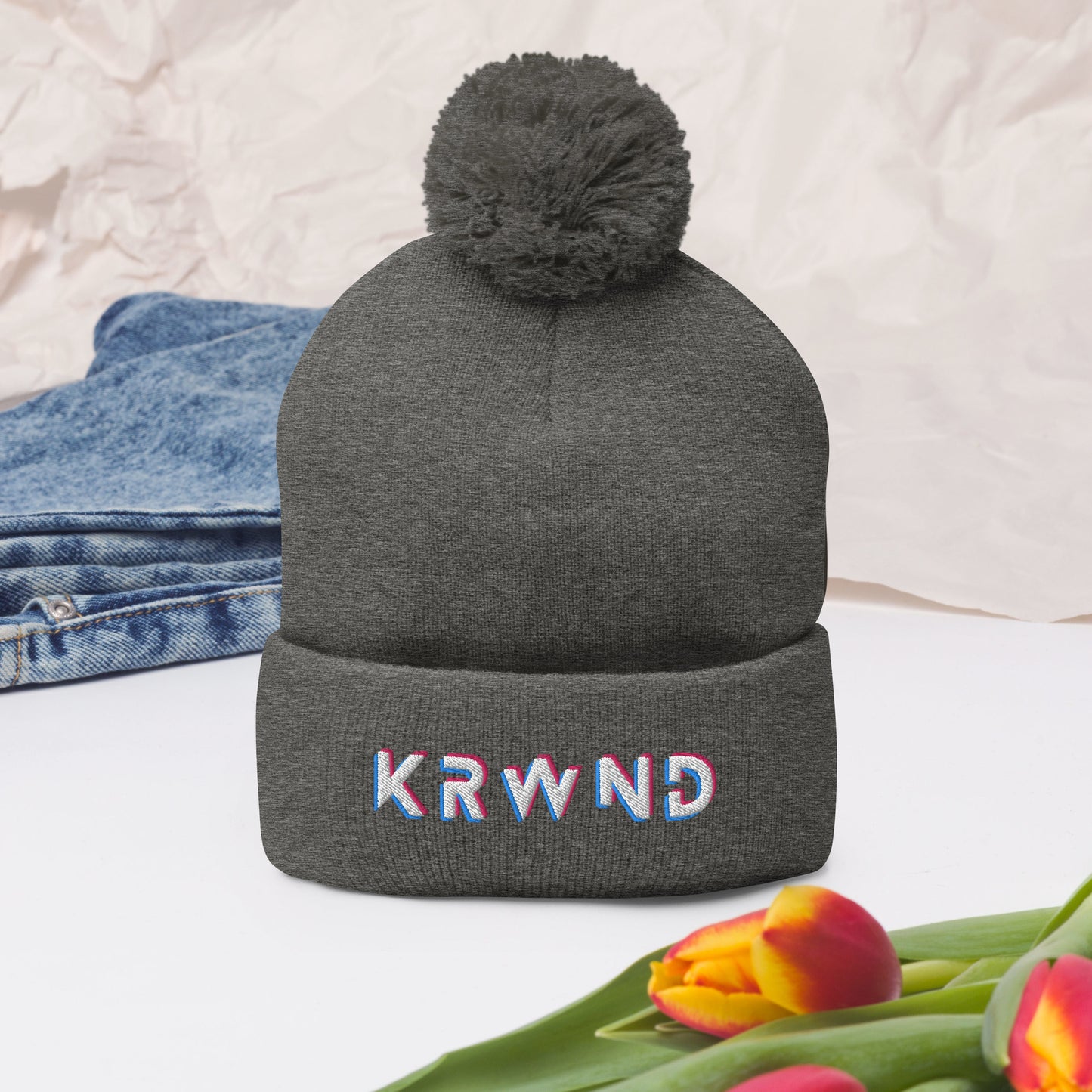 "KRWND" Pom-Pom Beanie