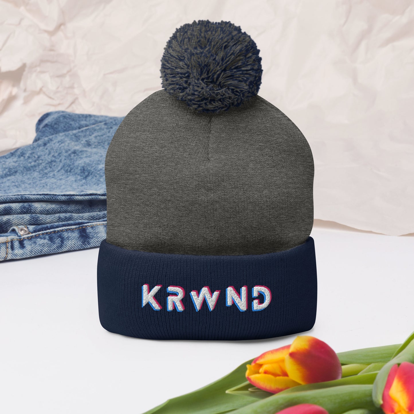 "KRWND" Pom-Pom Beanie