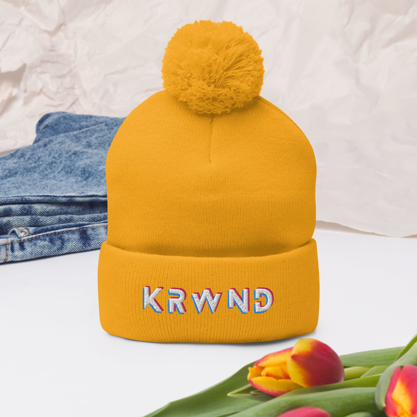 "KRWND" Pom-Pom Beanie