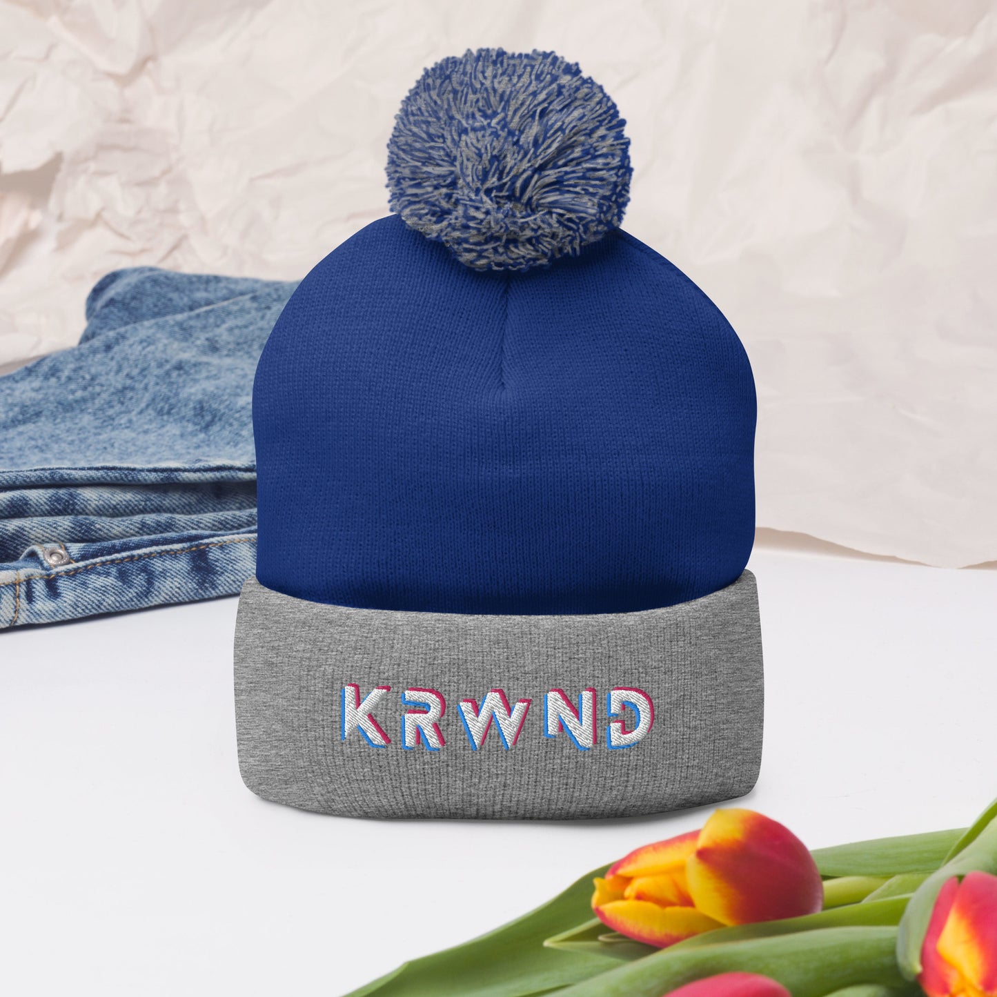 "KRWND" Pom-Pom Beanie